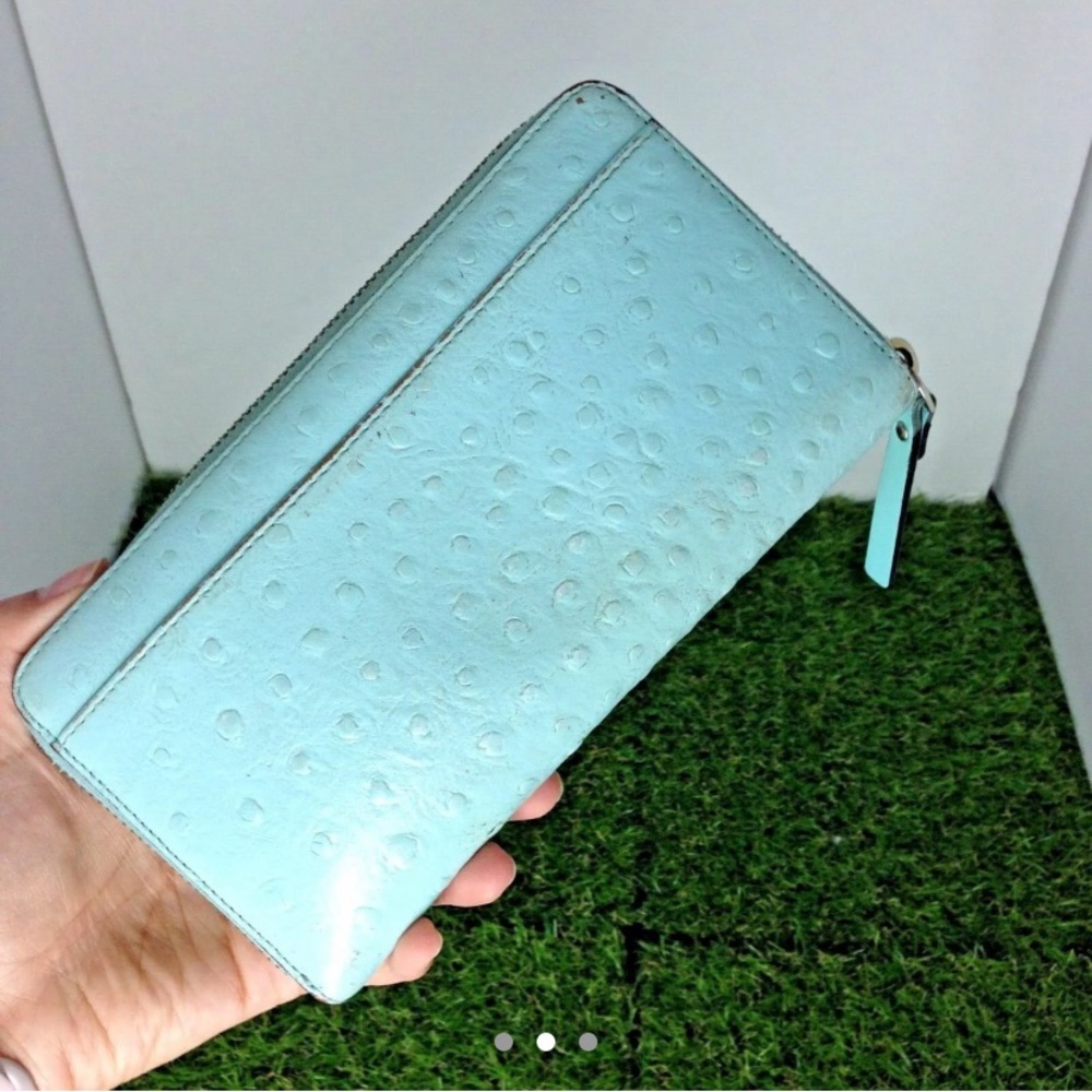 KATE SPADE Blue Ostrich Print Leather Wallet - Picture 2 of 3